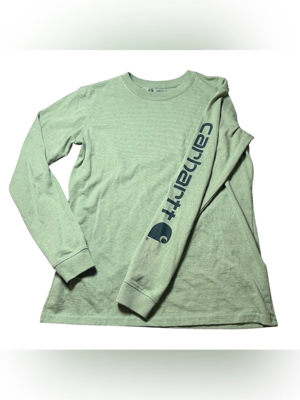 Women’s XS Light Green Carhartt loose fit long sleeve Tshirt work shirt